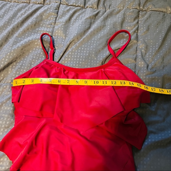 Summer Mae red swim suit tankini top only ruffles maternity size large - Picture 3 of 6